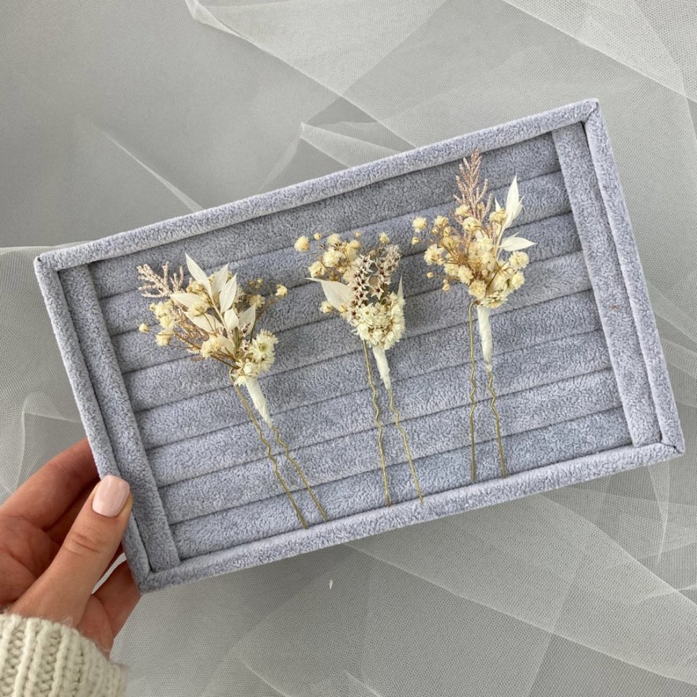 Baby's breath bridal hair pins - 5